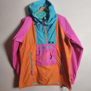 Vintage Sierra Designs Jacket Mens Medium Pink Teal Anorak Windbreaker 90s